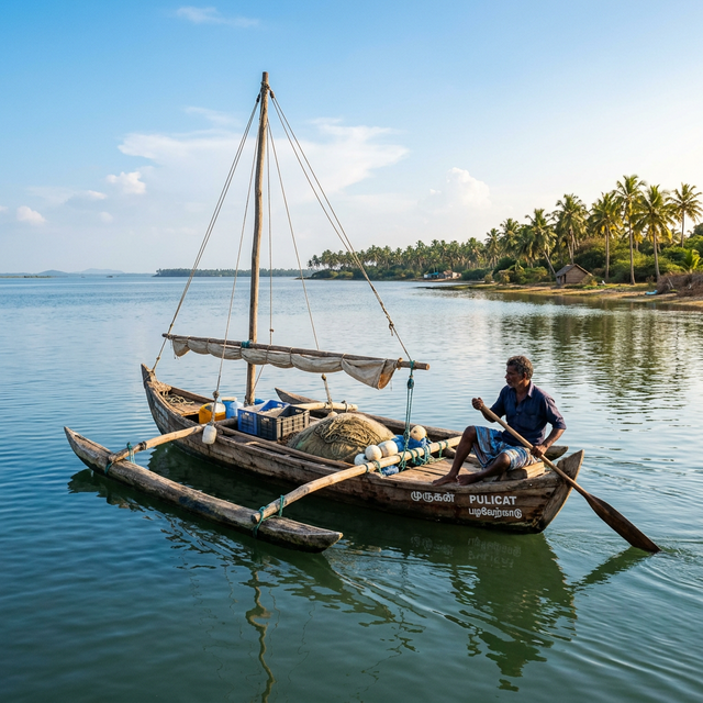 Traditional boat ride on Pulicat Lake